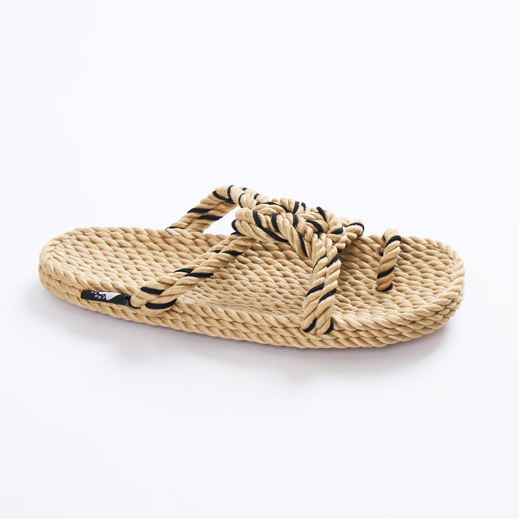 Caper Zori Loop Beige Black Sandals