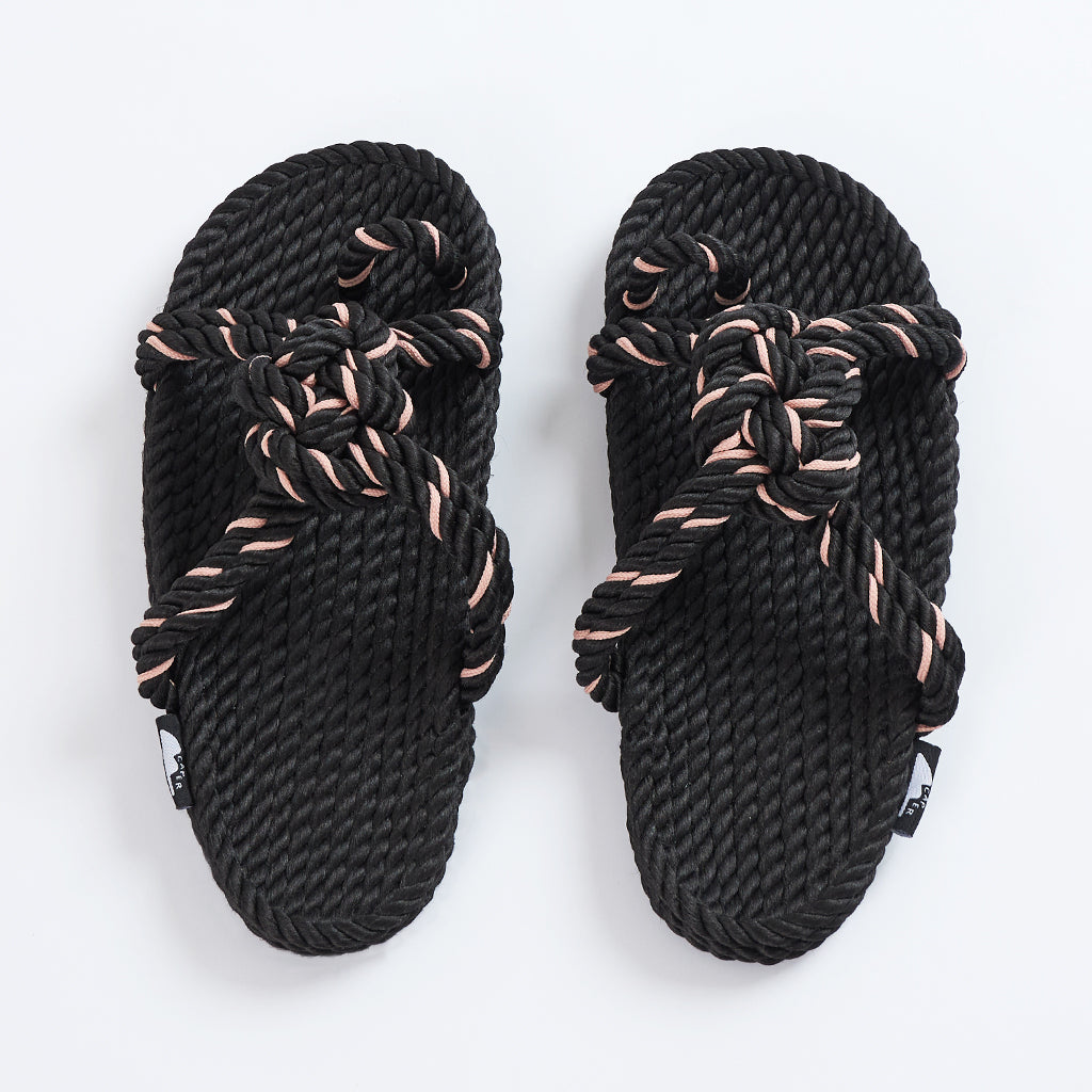 Caper Zori Loop Black Nude Sandals