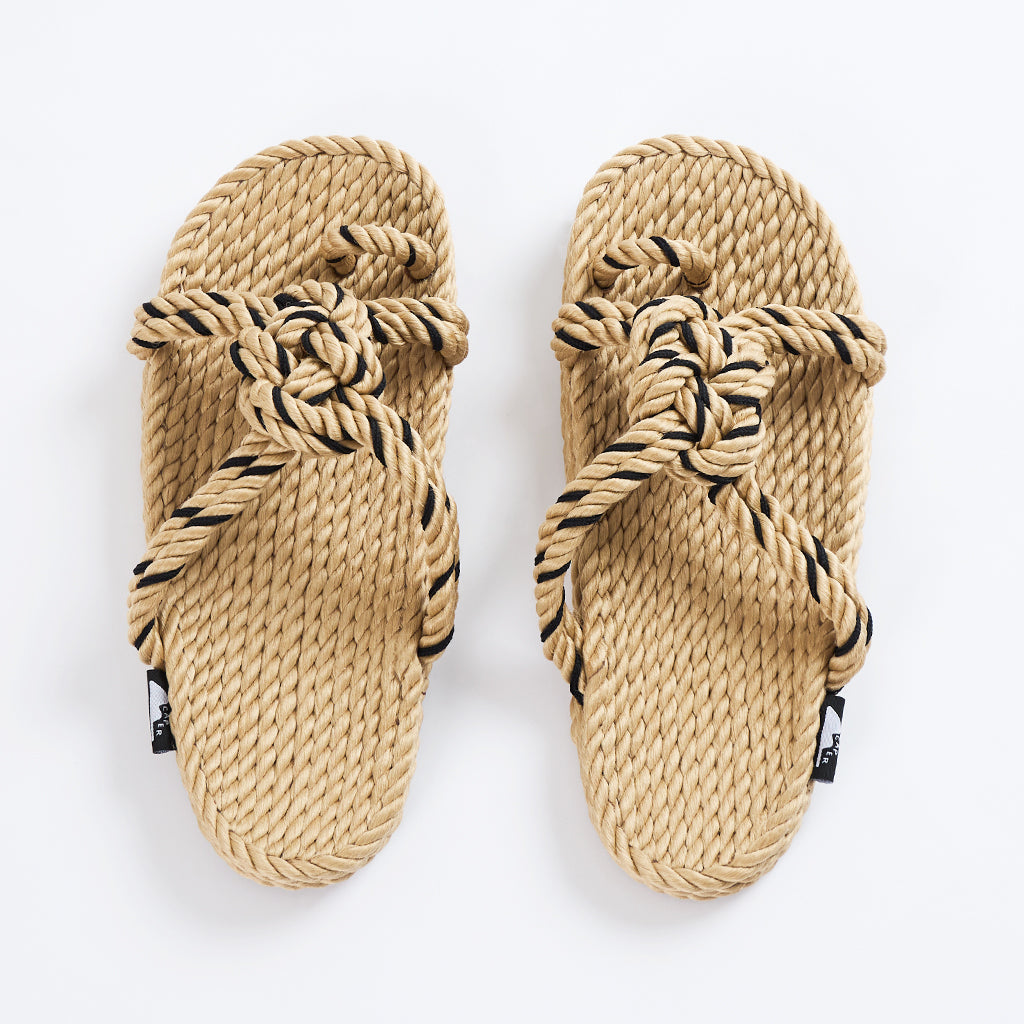 Caper Zori Loop Beige Black Sandals