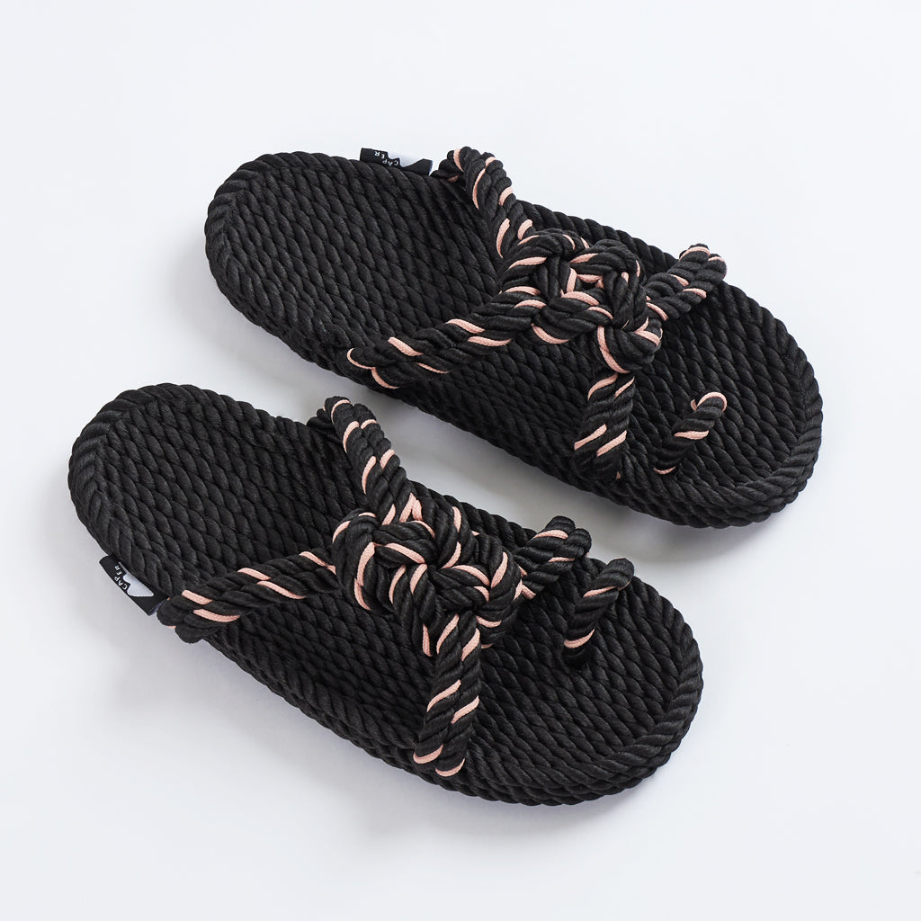 Caper Zori Loop Black Nude Sandals