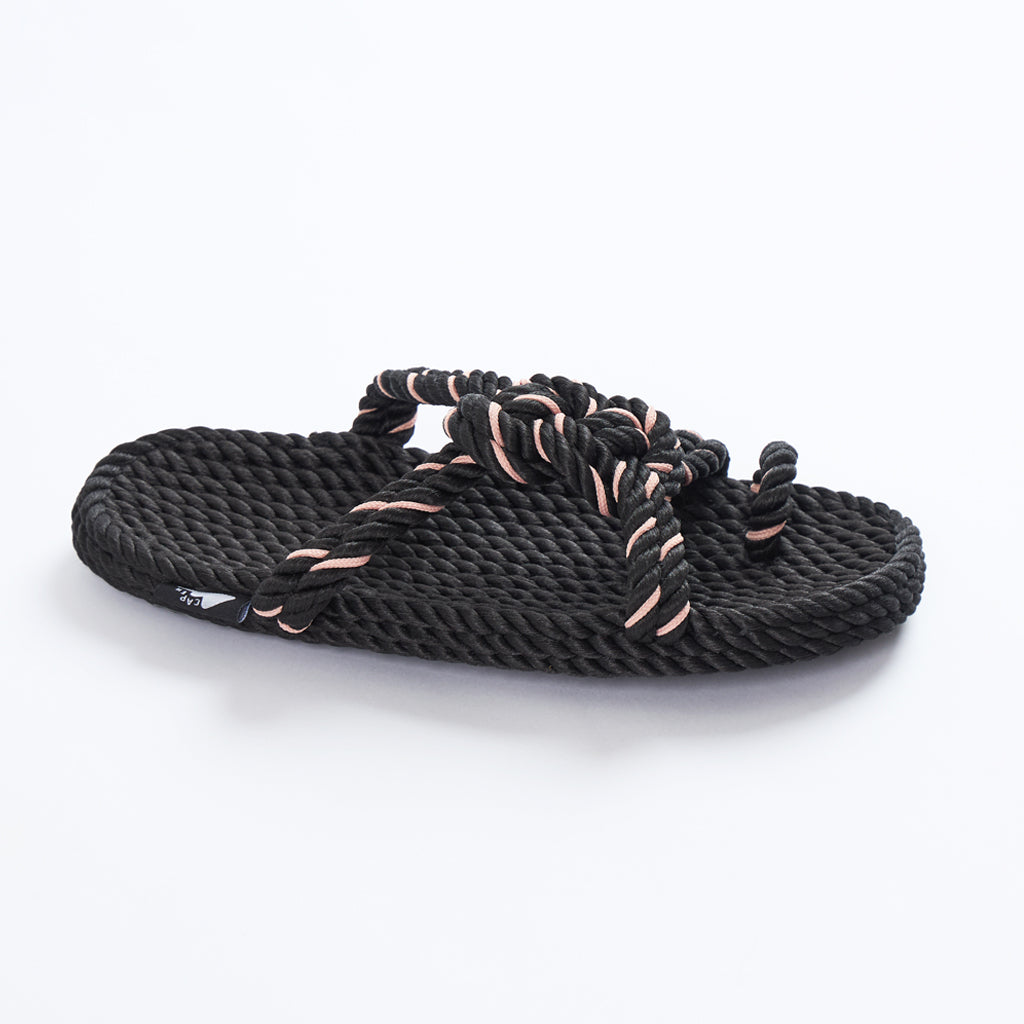 Caper Zori Loop Black Nude Sandals